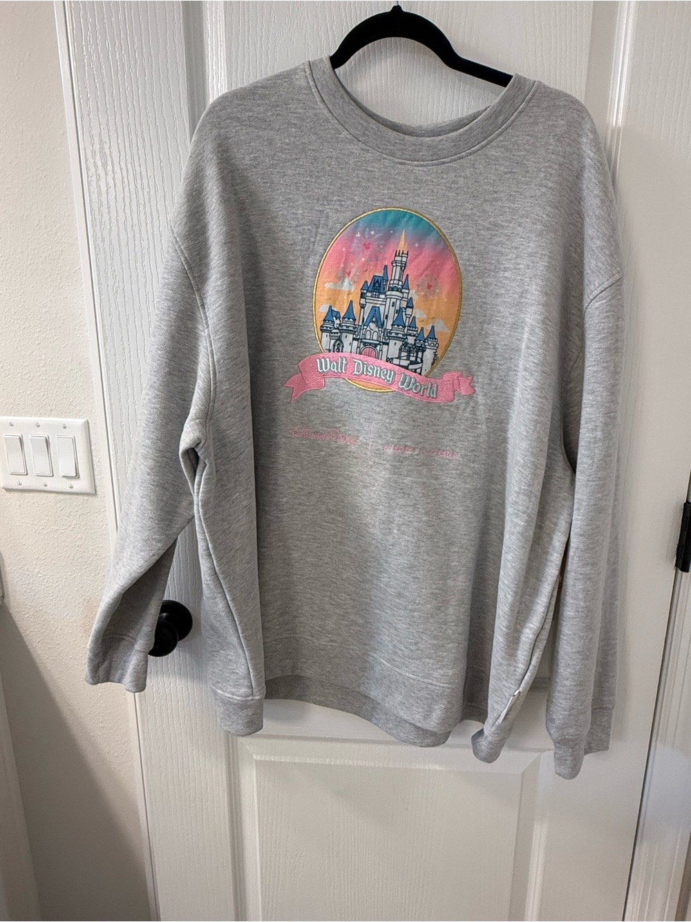 STONEY CLOVER Disney Gray Crewneck Sweater with Pastel Castle Graphic